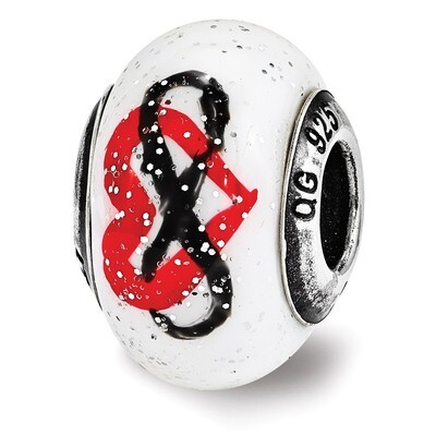Heart Infinity Murrano Glass Bead - Sterling Silver QRS3561, MPN: QRS3561, 886774963952