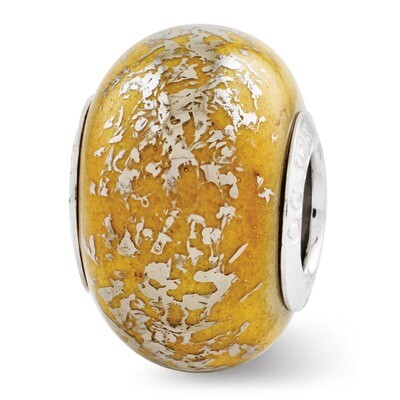 Yellow with Platinum Foil Ceramic Bead - Sterling Silver QRS2770, MPN: QRS2770, 883957566542