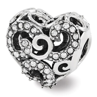 Swarovski Elements Filigree Heart Bead - Sterling Silver QRS3369, MPN: QRS3369, 886774963846