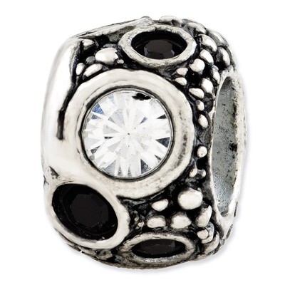Black &amp;White Swarovski Elements Bead - Sterling Silver QRS2802, MPN: QRS2802, 883957053004