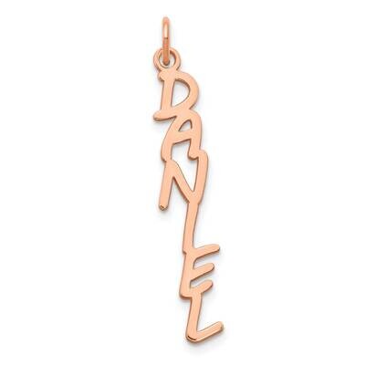 Mv Boli Font Vertical Name Plate Charm Sterling Silver Rose-plated XNA1174RP, MPN: XNA1174RP,
