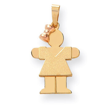 Girl with Bow on Left Engravable Charm 14k Two-tone Gold Small XK395, MPN: XK395, 883957859491