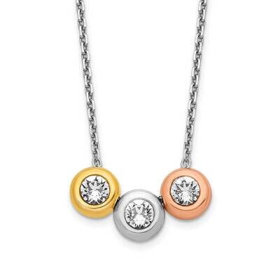 Gold Rose-Tone Triple Swarovski Crystal Neckl Sterling Silver Rhodium-Plated QG6121-18, MPN: QG6121…