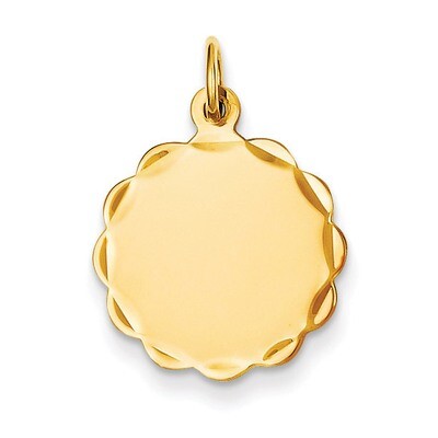 0.035 Gauge Engravable Scalloped Disc Charm 14k Gold XM168/35, MPN: XM168/35, 883957447124