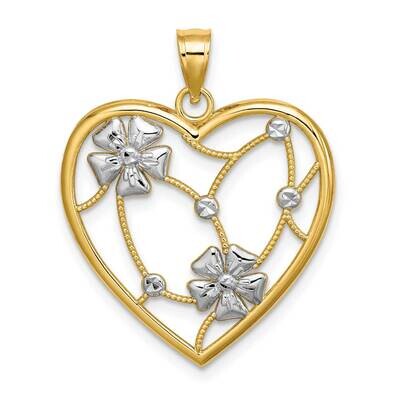 Flowers In Heart Frame Charm 14k Gold Rhodium K9481, MPN: K9481, 637218139088
