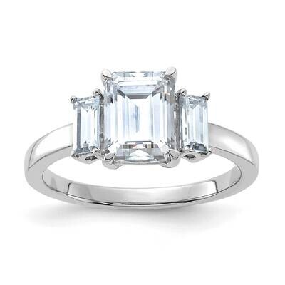 2 1/6ct. Three Stone D E F Pure Light Moissanite Engagement Ring 14k White Gold RM4449E-200-WMP, MP…