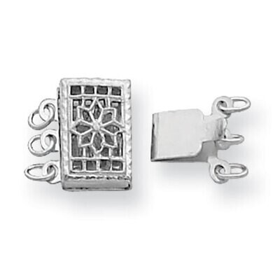 7.3 x 10mm 3-Strand Pearl Clasp Sterling Silver SS3563, MPN: SS3563,