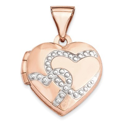 Rhodium 12Mm Heart Locket 14k Rose Gold XL653, MPN: XL653, 191101191220