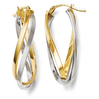 Leslie&#39;s Polished Hinged Hoop Earrings - 14k Gold Two-tone HB-27Q, MPN: 27Q, 883957024332