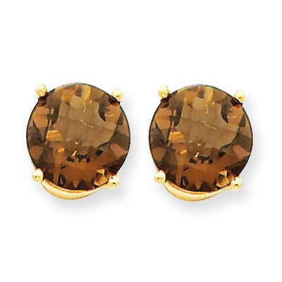 9mm Round Smokey Quartz Earrings 14k Gold XE76CQ, MPN: XE76CQ, 883957099484