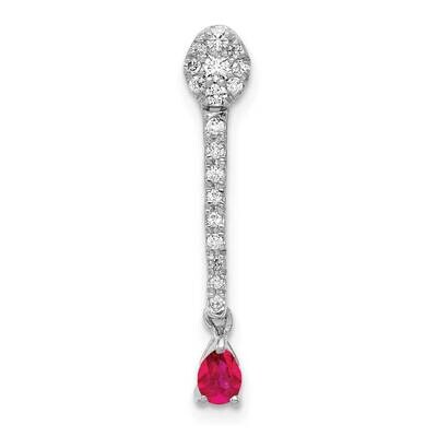.13 Ruby Fancy Teardrop Chain Slide 14k White Gold Diamond PM3882-RU-030-WA, MPN: PM3882-RU-030-WA,…