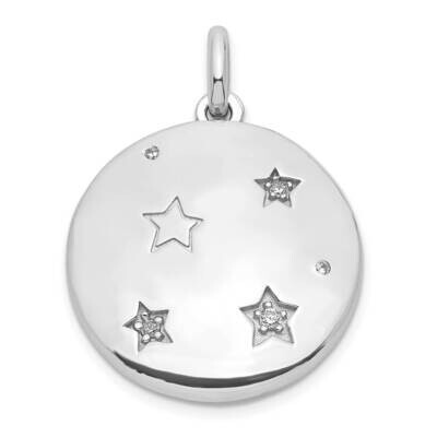 CZ Diamond Stars 20mm Swing Locket Sterling Silver Rhodium-plated QLS1081, MPN: QLS1081,