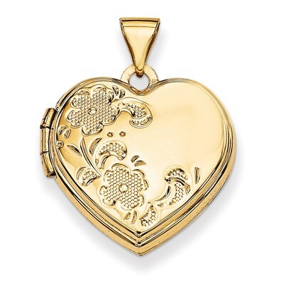 Heart-Shaped Floral Locket 14k Gold 18mm Polished XL518, MPN: XL518, 886774129006