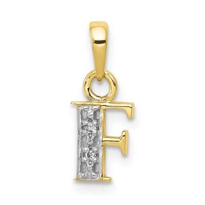 Diamond Initial F Charm 10k Gold and Rhodium 10YC250F, MPN: 10YC250F,