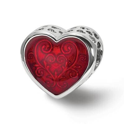 Red Enamel Embelishment Bead Sterling Silver QRS3957, MPN: QRS3957,