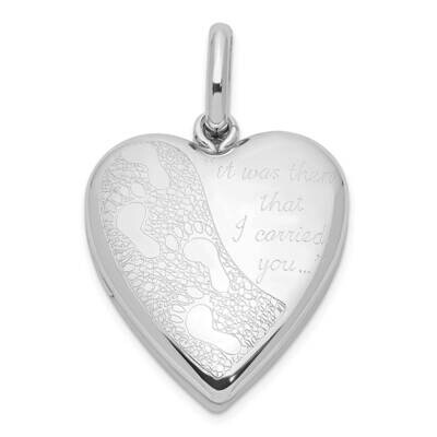 20mm Footprints Heart Swing Locket Sterling Silver Rhodium-plated QLS1098, MPN: QLS1098,