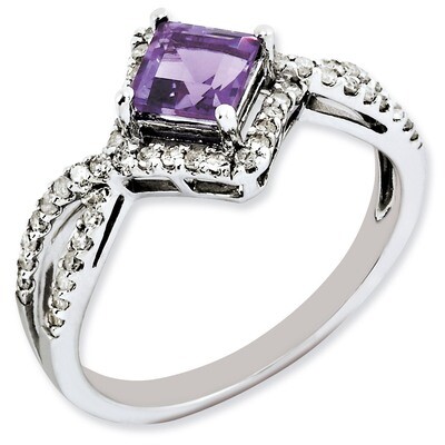 Amethyst Ring Sterling Silver Diamond QR3093AM, MPN: QR3093AM, 883957156422