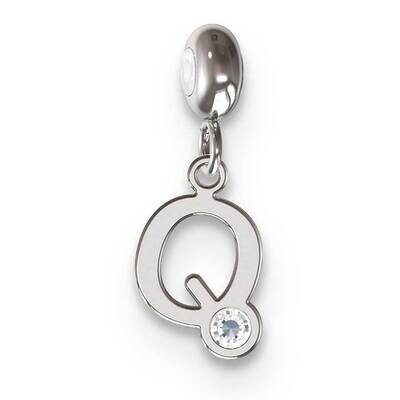 Memi Letter Q with Swarovski Crystal Charm Sterling Silver Rhodium-plated ME111Q-SS, MPN: ME111Q-SS,