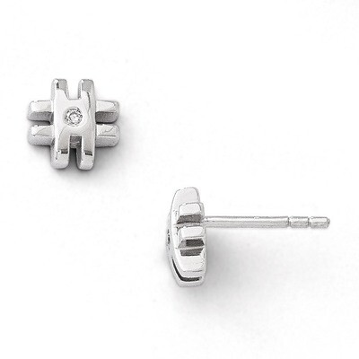 .02ct. Diamond Cross Earrings Sterling Silver QW185, MPN: QW185, 883957314822