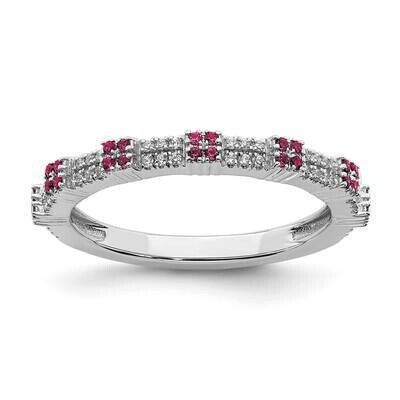 Created Ruby &amp; Diamond Ring Sterling Silver QSK2154, MPN: QSK2154, 191101212635