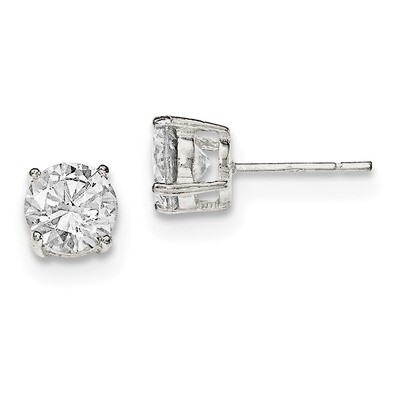 CZ Diamond Post Earrings Sterling Silver Polished QE12179, MPN: QE12179, 883957780313