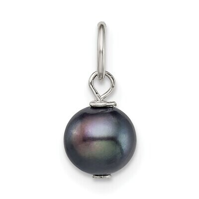 6mm Black Freshwater Cultured Pearl Charm Sterling Silver SS4962B, MPN: SS4962B,