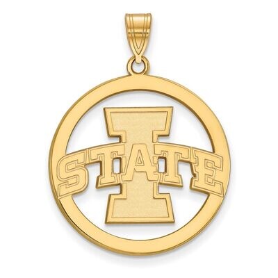 Iowa State University L Pendant in Circle Gold-plated Silver GP012IAS, MPN: GP012IAS, 886774914244
