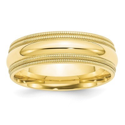 7mm Double Milgrain Comfort Fit Band 10k Yellow Gold 1DMC070 Engravable, MPN: 1DMC070, 886774444475
