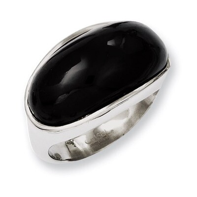 Black Glass Ring - Stainless Steel SR226 by Chisel, MPN: SR226, 886774238036