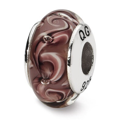 Purple Swirl Hand-blown Glass Bead - Sterling Silver QRS1356, MPN: QRS1356, 883957303161