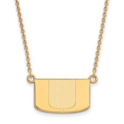 University of Miami Small Pendant with Chain Necklace 14k Yellow Gold 4Y015UMF-18, MPN: 4Y015UMF-18…