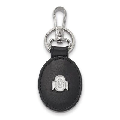 Ohio State University Black Leather Oval Key Chain Sterling Silver SS013OSU-K1, MPN: SS013OSU-K1, 8…