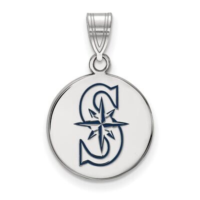 Seattle Mariners Medium Enamel Disc Pendant Sterling Silver SS013MRN, MPN: SS013MRN, 886774626925