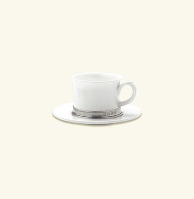 Match Pewter Convivio Cappucino Tea Cup With Saucer - White, MPN: 1512,