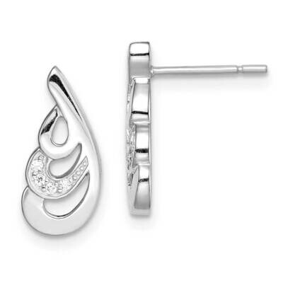 Swirl Post Earrings Sterling Silver Rhodium-plated CZ Diamond QE14910, MPN: QE14910, 883957963778