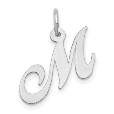 Fancy Script Initial M Charm 10k White Gold Small 10YC651M, MPN: 10YC651M,