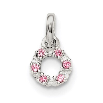 Pink and White CZ Kid&#39;S Circle Pendant Sterling Silver QP4070, MPN: QP4070, 191101468278