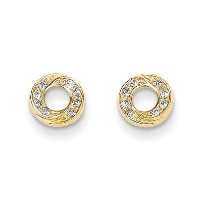 Synthetic Diamond Circle Post Earrings - 14k Gold SE2352 by Madi K, MPN: SE2352, 883957041872