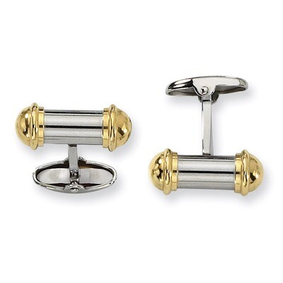 Yellow IP-Plating Cufflinks - Stainless Steel SRC171 by Chisel, MPN: SRC171, 883957747316