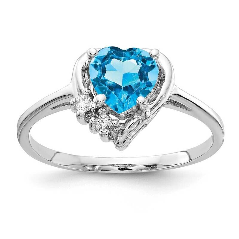 6mm Heart Blue Topaz Diamond Ring 14k White Gold Y2234BT_AA, MPN: Y2234BT_AA, 883957712864