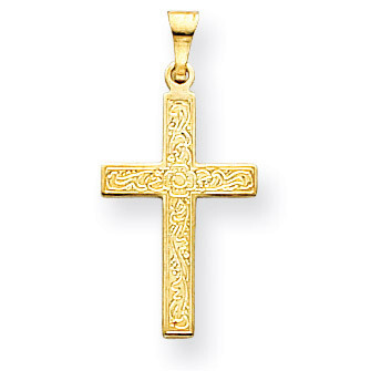 Floral Cross Pendant 14k Gold XR137, MPN: XR137, 883957985060