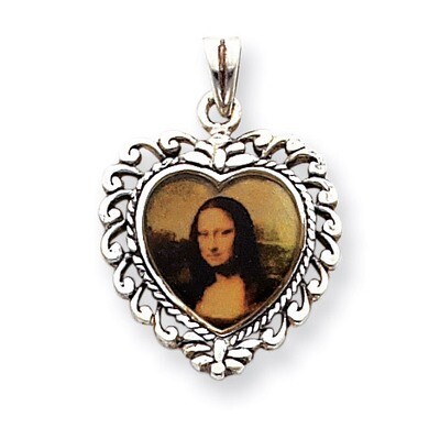 Enameled Mona Lisa Pendant Sterling Silver QP169