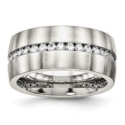 Diamond CZ Ring Stainless Steel Brushed and Polished SR573 by Chisel, MPN: SR573, 191101432576