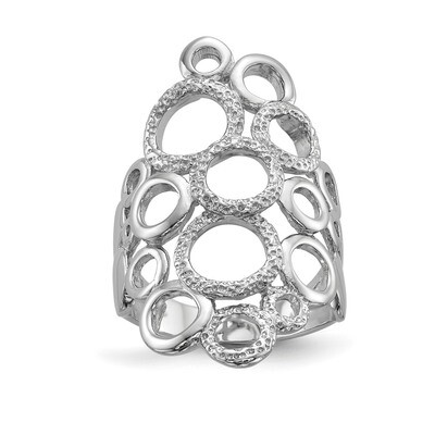Textured Circles Ring Sterling Silver Rhodium-plated Polished QR6589, MPN: QR6589, 191101328282
