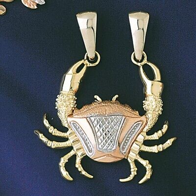 Dazzlers Jewelry Cancer Crab Zodiac Pendant Necklace Charm Bracelet in Yellow, White or Rose Gold 9…