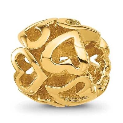 Gold-plated Multiple Hearts Bead Sterling Silver QRS1177GP, MPN: QRS1177GP,