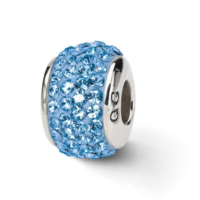Light Blue Full Swarovski Crystal Bead Sterling Silver QRS1988, MPN: QRS1988, 883957515014