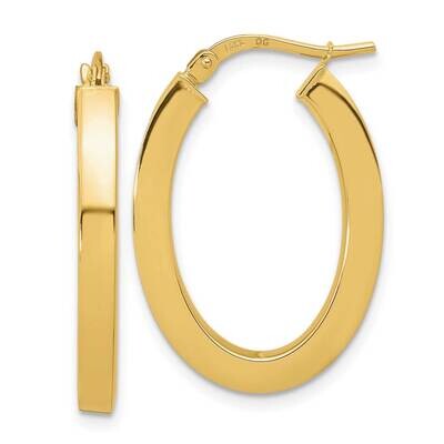 Square Tube Oval Hoop Earrings 14k Gold Polished TF1962, MPN: TF1962, 191101785924