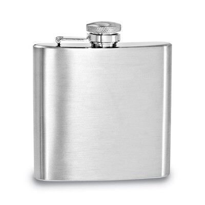 Brushed Stainless Steel 6 Oz Square Flask GL8819, MPN: GL8819, 788089043674