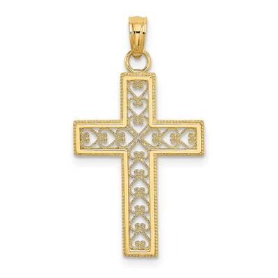 Filigree Beaded Outline Cross Charm 14k Gold K8568, MPN: K8568, 637218118717